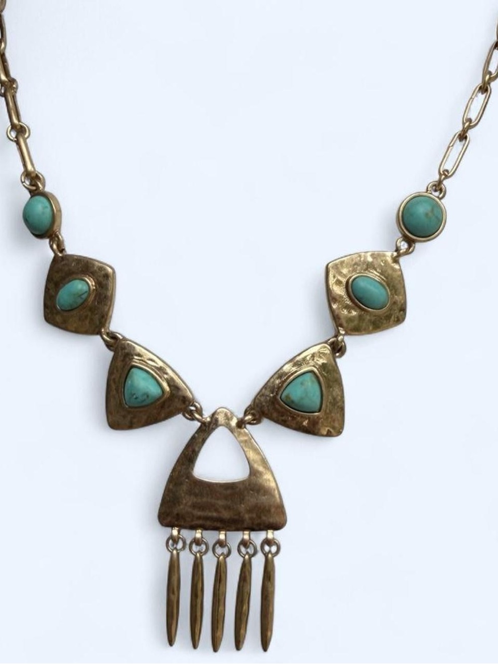 Gold Tone Turquoise Statement Necklace